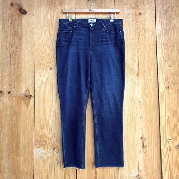 Paige Cindy Straight Jeans Raw Hem Sz 33 - Picture 2 of 6